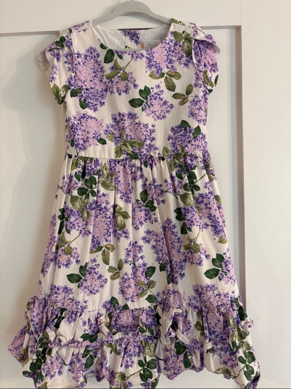 Like New Gymboree White Dress with Purple Floral Print size 6